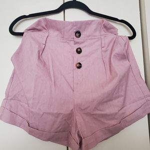 Pink button shorts